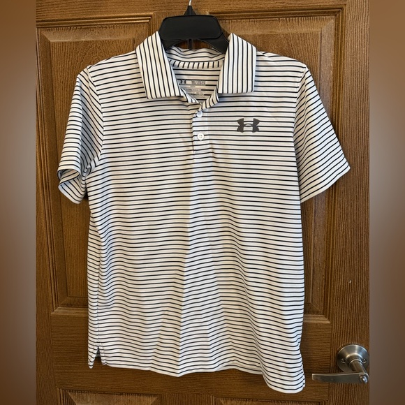 Under Armour Other - Under Armour Boy’s Youth Polo Shirt - Black and White Stripes